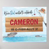 魚釣りリールいくつかのおもしろい、任意の年齢の誕生日パーティー ポスター (正面)