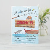 魚釣りリールいくつかのおもしろい、任意の年齢の誕生日パーティー 招待状 (スタンド正面)