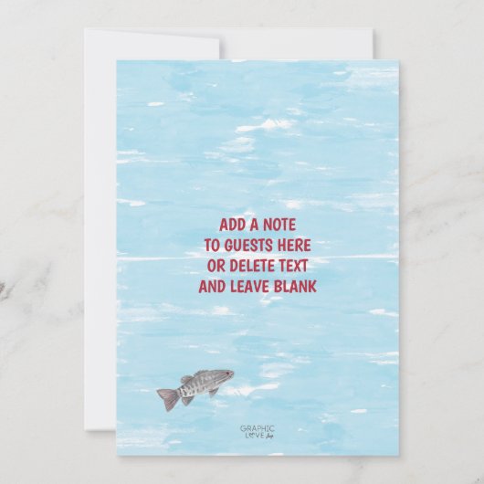 魚釣りリールいくつかのおもしろい、任意の年齢の誕生日パーティー 招待状 (裏面)