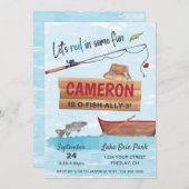 魚釣りリールいくつかのおもしろい、任意の年齢の誕生日パーティー 招待状 (正面/裏面)