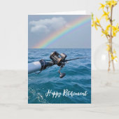 魚釣りリールとレインボーリタイアメント カード (黄色い花)