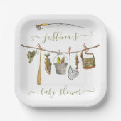 魚釣りリールのベビーシャワー物干し ペーパープレート (正面)