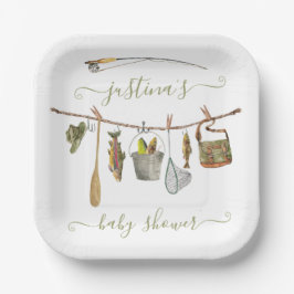 魚釣りリールのベビーシャワー物干し ペーパープレート