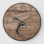 魚釣りリールのラインフック付き長寿命 ラージ壁時計 (正面)