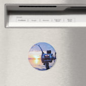 魚釣りリールを夕日に マグネット (インサイチュ (食洗機))