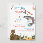 魚釣りリール励振ボーイベビーシャワー招待状 招待状 (正面)