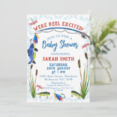 魚釣りリール励起ベビーシャワー招待状 招待状 (スタンド正面)