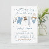 魚釣りリール励起ボーイベビーシャワー 招待状 (スタンド正面)