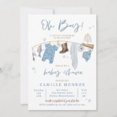 魚釣りリール励起ボーイベビーシャワー 招待状 (正面)