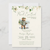 魚釣りリール興奮ボーイベビーシャワーQRコード 招待状 (正面)