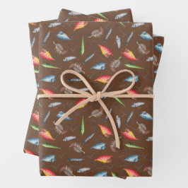 魚釣りルアオンダークブラウン ラッピングペーパーシート