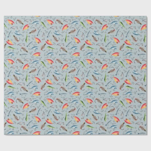 魚釣りルアオンライトブルーグレー ラッピングペーパー (フラット)