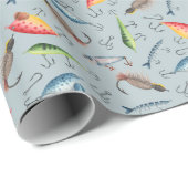 魚釣りルアオンライトブルーグレー ラッピングペーパー (ロールコーナー)