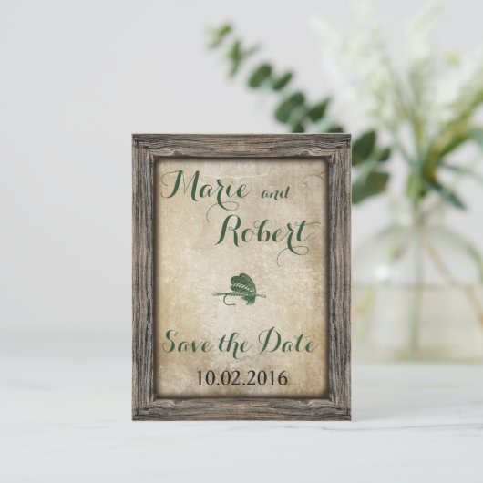 魚釣りルアーウェディング日付ポストカードを保存 案内ポストカード (スタンド正面)