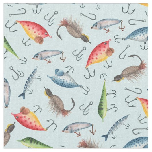 魚釣りルアーズオンセレステーブルー ファブリック (クローズアップ)