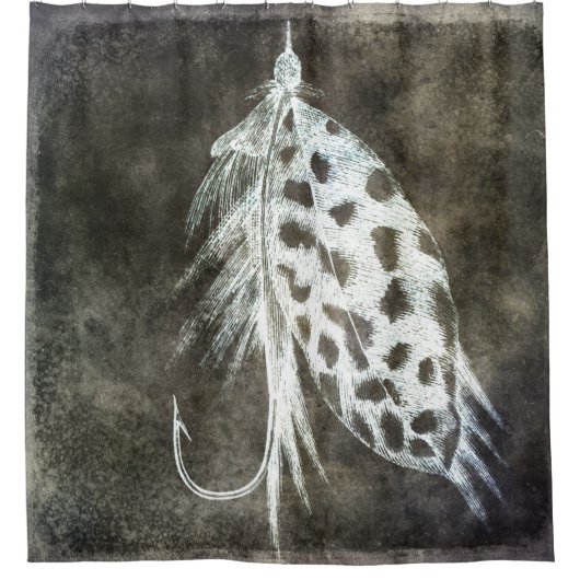 魚釣りルアー-フライ釣り釣り釣り釣り釣り針 シャワーカーテン (正面)