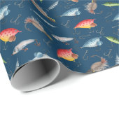 魚釣りルズオンネイビーブルー ラッピングペーパー (ロールコーナー)
