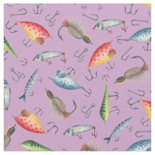 魚釣りルズオンパープル ファブリック (クローズアップ)