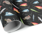 魚釣りルズオンブラック ラッピングペーパー (ロールコーナー)