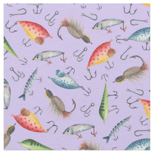 魚釣りルズオンライトパープル ファブリック (クローズアップ)