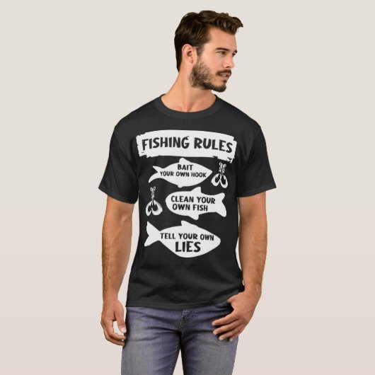 魚釣りルール, おもしろい魚釣り漁師 Tシャツ (正面フル)