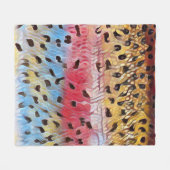 魚釣りレインボーマス フリースブランケット (正面(横))