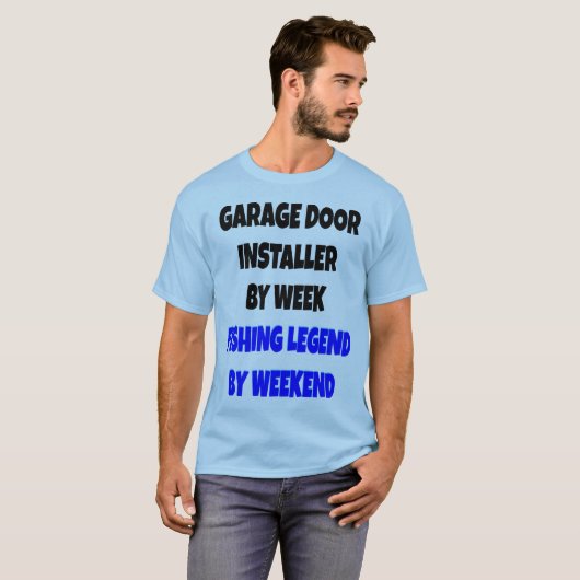 魚釣りレジェンドガレージドアインストーラ Tシャツ (正面フル)