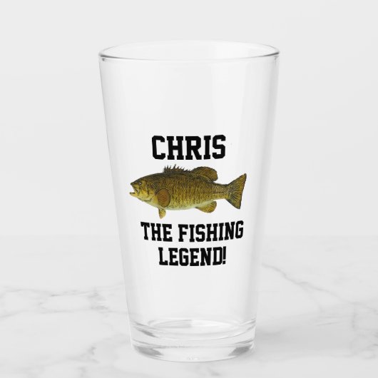 魚釣りレジェンドスモールマウスバスネームスポーツメン タンブラーグラス (正面)