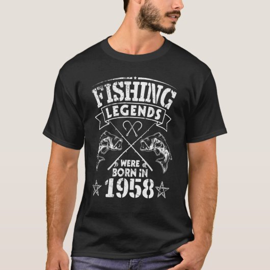 魚釣りレジェン生まれズは1958年に私の誕生日を喜んだ Tシャツ (正面)