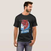 魚釣りレッドスナッパーイラストレーション Tシャツ (正面フル)
