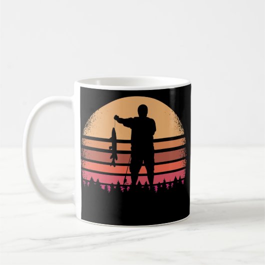 魚釣りレトロ漁師ヴィンテージアウトドアフィッシュ コーヒーマグカップ (左)