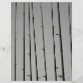 魚釣りロッドがグレースクラップブック紙に整列 (正面)