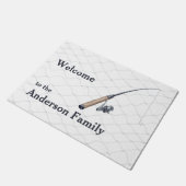 魚釣りロッドとネットウェルカム ドアマット (アングル)