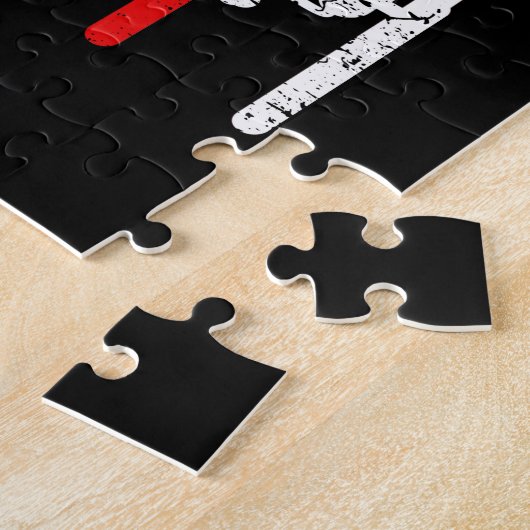 魚釣りロッドアメリカン州旗ヴィンテージ魚釣り ジグソーパズル (側面)