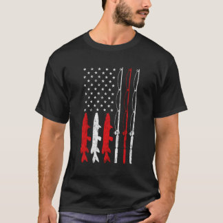 魚釣りロッドアメリカン州旗魚釣りフィッシャー Tシャツ