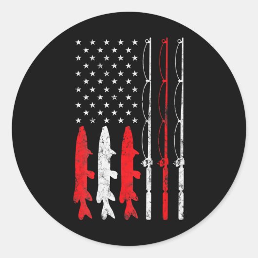 魚釣りロッドアメリカ国旗の魚釣りのための漁師 ラウンドシール (正面)