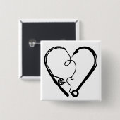 魚釣りロッドハートフック 缶バッジ (正面&裏面)