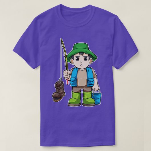 魚釣りロッドバケット付きアングラー Tシャツ (デザイン正面)