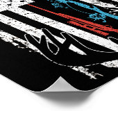 魚釣りロッド狩りディアアメリカン国旗 ポスター (角)