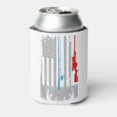 魚釣りロッド狩りライフル米国旗 缶クーラー (缶裏面)