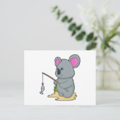 魚釣りロッド&フィッシュでコアラ ポストカード (スタンド正面)