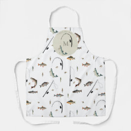 魚釣りロッド&リールフィッシュテーマフィッシャーマンモノグラム エプロン