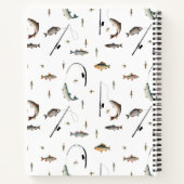 魚釣りロッド&リールフィッシュテーマフィッシャーマンモノグラム ノートブック (裏面)