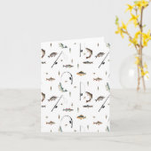 魚釣りロッド&リール魚のテーマパターン カード (黄色い花)