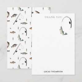 魚釣りロッド&リール魚のテーマパターン サンキューカード