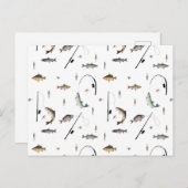 魚釣りロッド&リール魚のテーマパターン シーズンポストカード (正面/裏面)