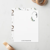 魚釣りロッド&リール魚のテーマパターン ノートカード (正面/裏面インサイチュ)