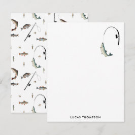 魚釣りロッド&リール魚のテーマパターン ノートカード