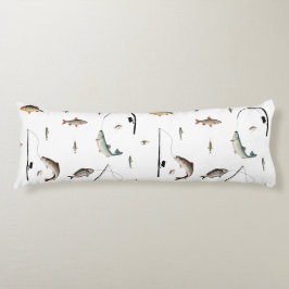 魚釣りロッド&リール魚のテーマパターン ボディピロー