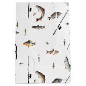 魚釣りロッド&リール魚のテーマパターン ミディアムペーパーバッグ (裏面)